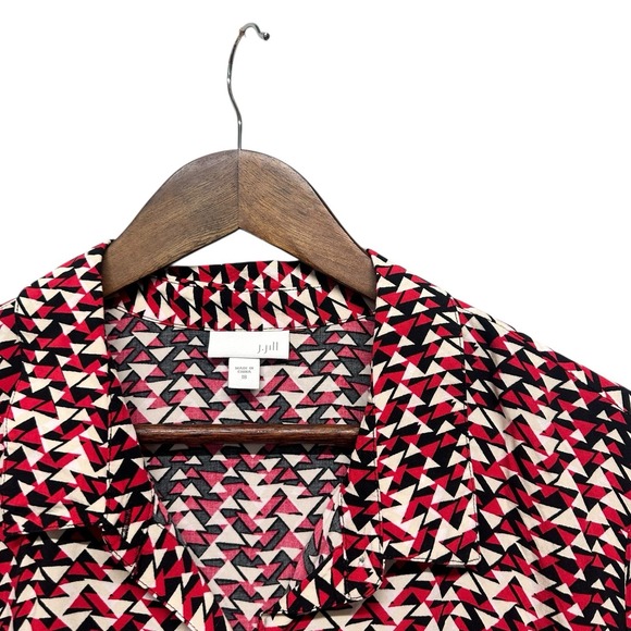 J Jill Womens Shirt Dress Size 18 Geometric Print Button Front Side Pockets Red - Picture 6 of 14